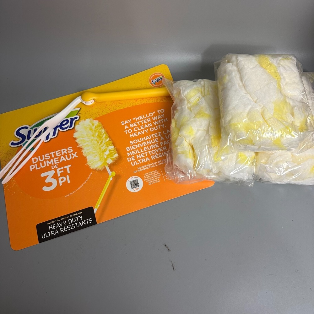Swiffer Dusters Heavy Duty 3ft Extendable Handle with Refills Yellow White